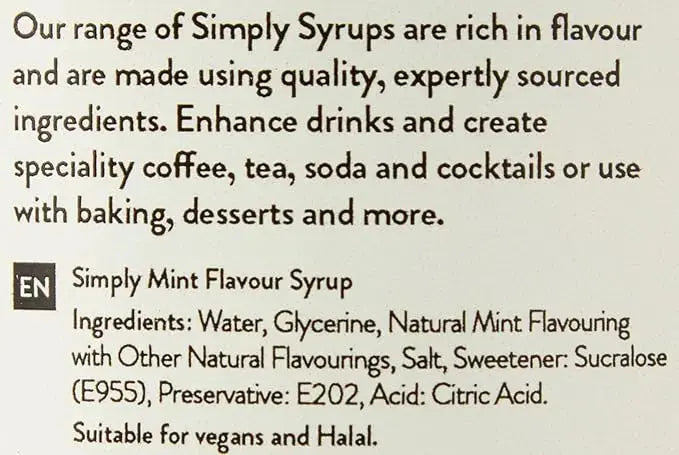 Simply Sugar Free Mint Syrup  Adomoo