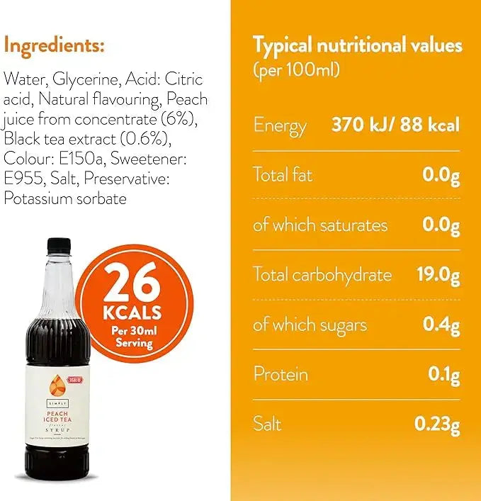 Simply Sugar Free Peach Iced Tea Syrup  Adomoo