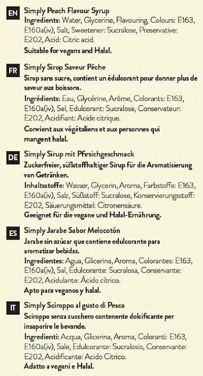 Simply Sugar Free Peach Syrup  Adomoo