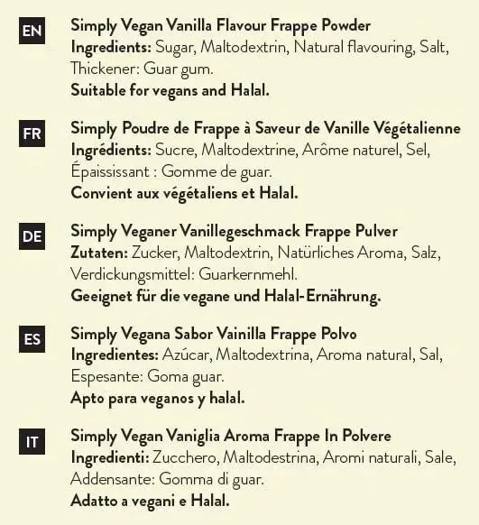 Simply Vegan Vanilla Frappe Powder  Adomoo