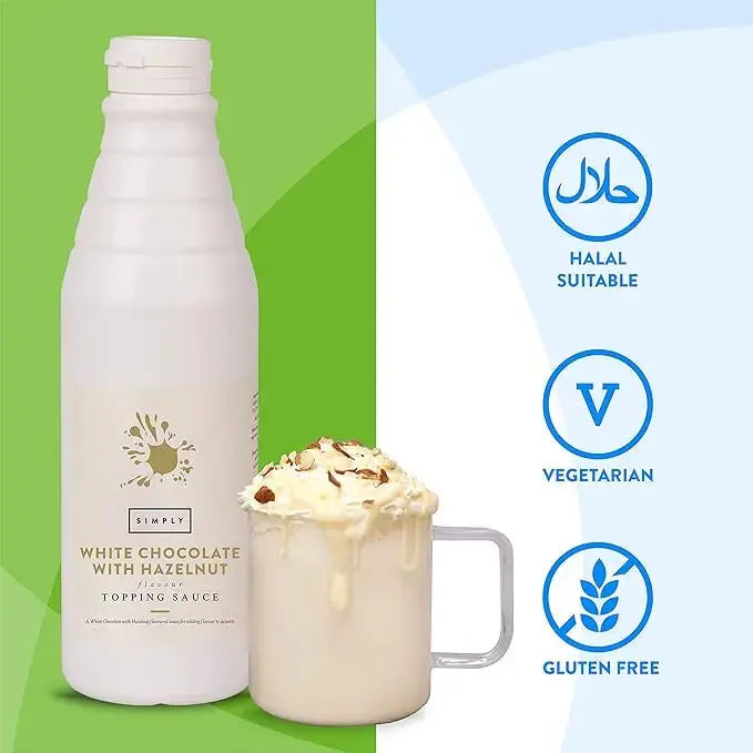 Simply White Chocolate with Hazelnut Topping Sauce  Adomoo