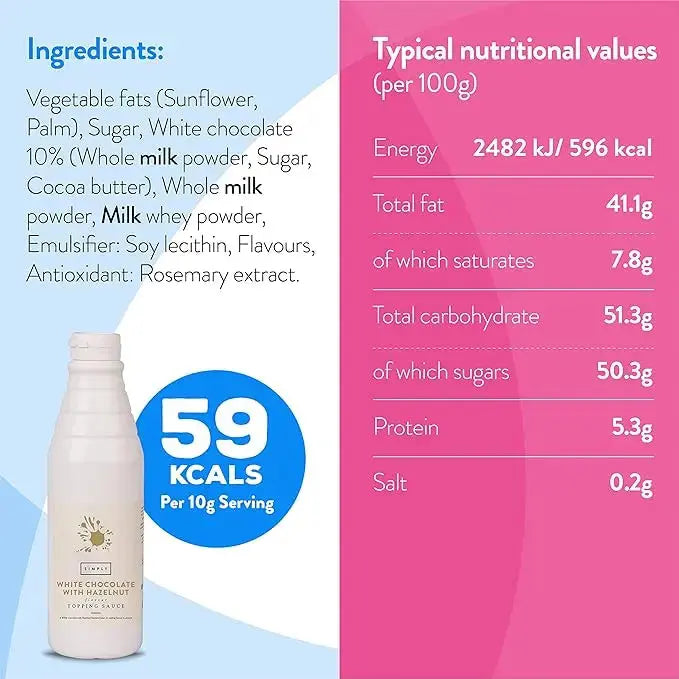 Simply White Chocolate with Hazelnut Topping Sauce  Adomoo