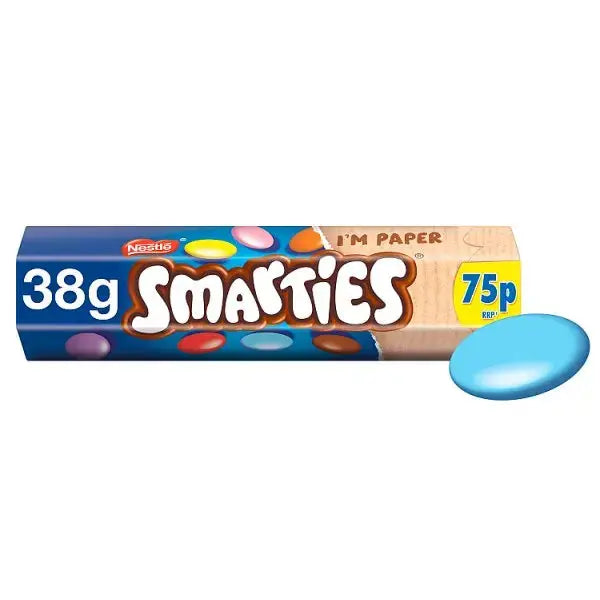 Smarties Milk Chocolate Tube 38g PMP 75p (Case of 24)  Adomoo