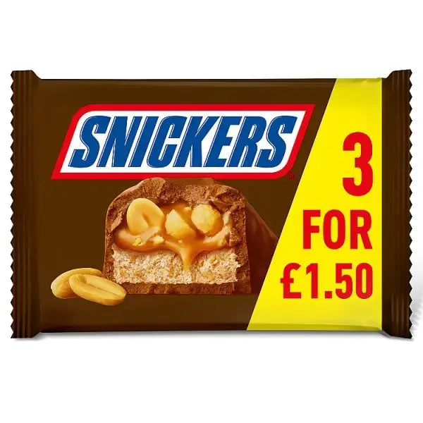 Snickers Caramel, Nougat, Peanuts & Milk Chocolate Bars Multipack (Case of 22)  Adomoo