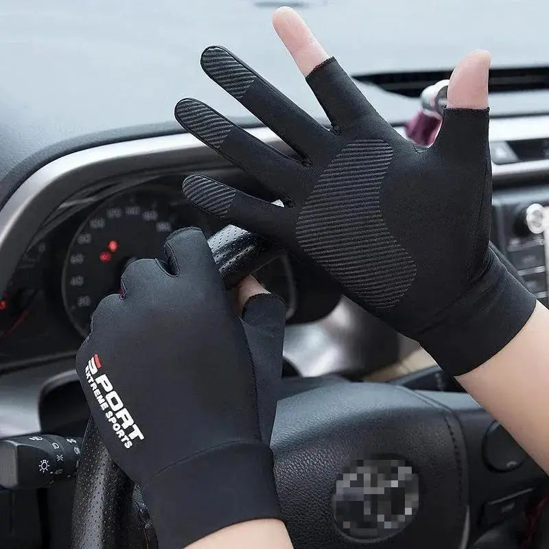 Sports Golf Ice Silk Riding Driving Gloves Non-Slip Fitness UV Protection Gloves  Adomoo