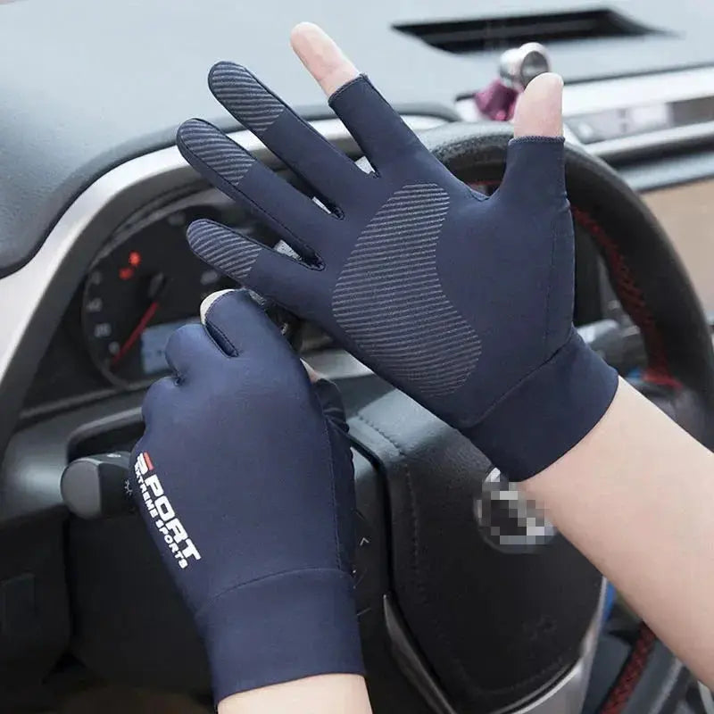 Sports Golf Ice Silk Riding Driving Gloves Non-Slip Fitness UV Protection Gloves  Adomoo