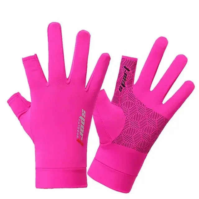Sports Golf Ice Silk Riding Driving Gloves Non-Slip Fitness UV Protection Gloves  Adomoo