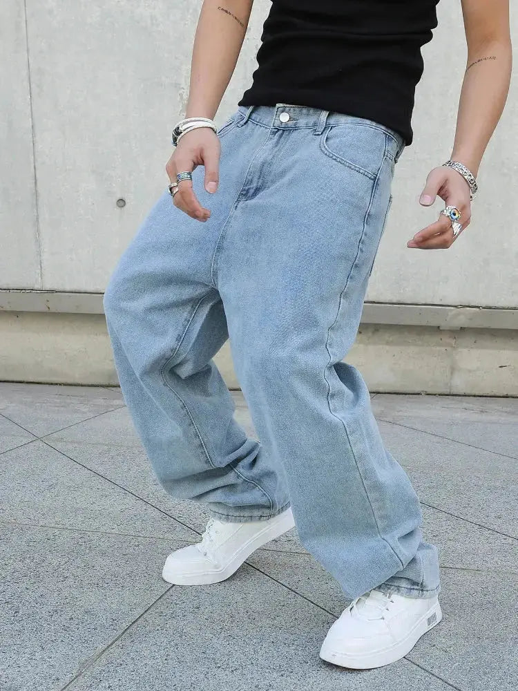 Men's Baggy Oversized Jeans – Y2K Wide-Leg Streetwear Denim  Adomoo
