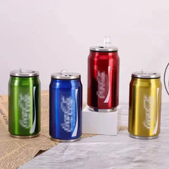 Stainless Steel Cola Shaped Thermos Cup – Double-Layer Vacuum Insulated Travel Mug with Straw for Hot & Cold Drinks  Adomoo