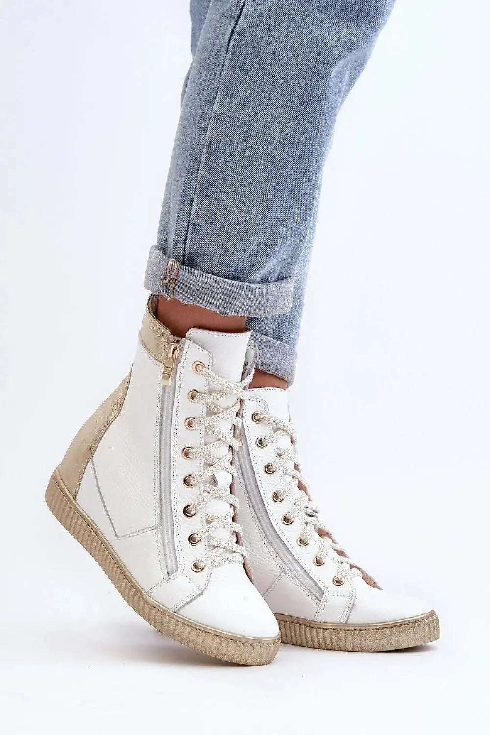 Step in style Women's wedge sneakers made of natural leather  Adomoo
