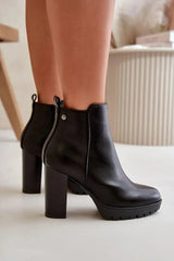 Step in style high column heel eco leather womens boots  Adomoo
