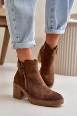 Step in style women's ankle boots made of soft eco suede  Adomoo