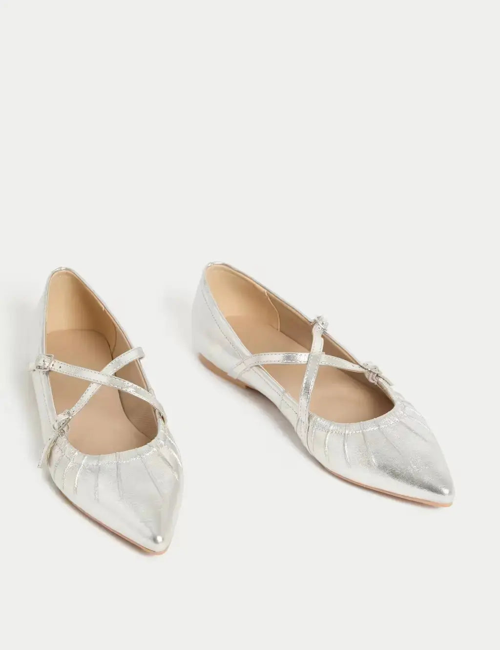 Strappy Pointed Ballet Pumps  Adomoo