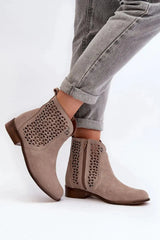 Style natural suede side zipper boots  Adomoo