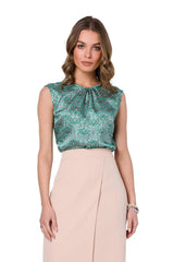 Stylove sleeveless and round neckline blouse  Adomoo