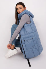 Subleve quilted zippered vest with hood  Adomoo