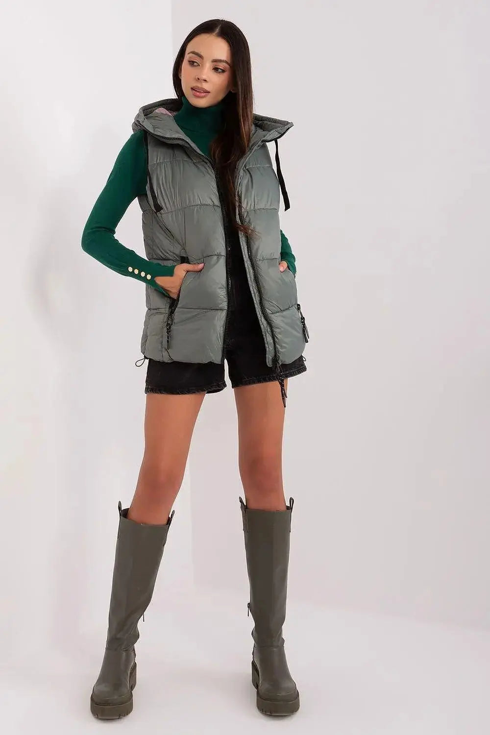 Sublevel Quilted, insulated zippered vest with hood  Adomoo