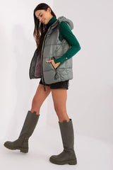 Sublevel Quilted, insulated zippered vest with hood  Adomoo