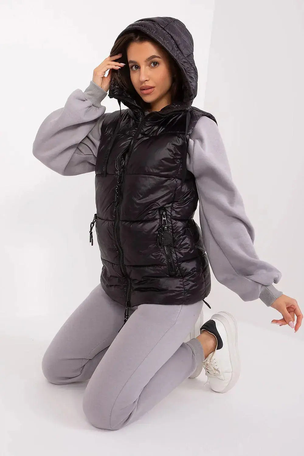 Sublevel Quilted, insulated zippered vest with hood  Adomoo