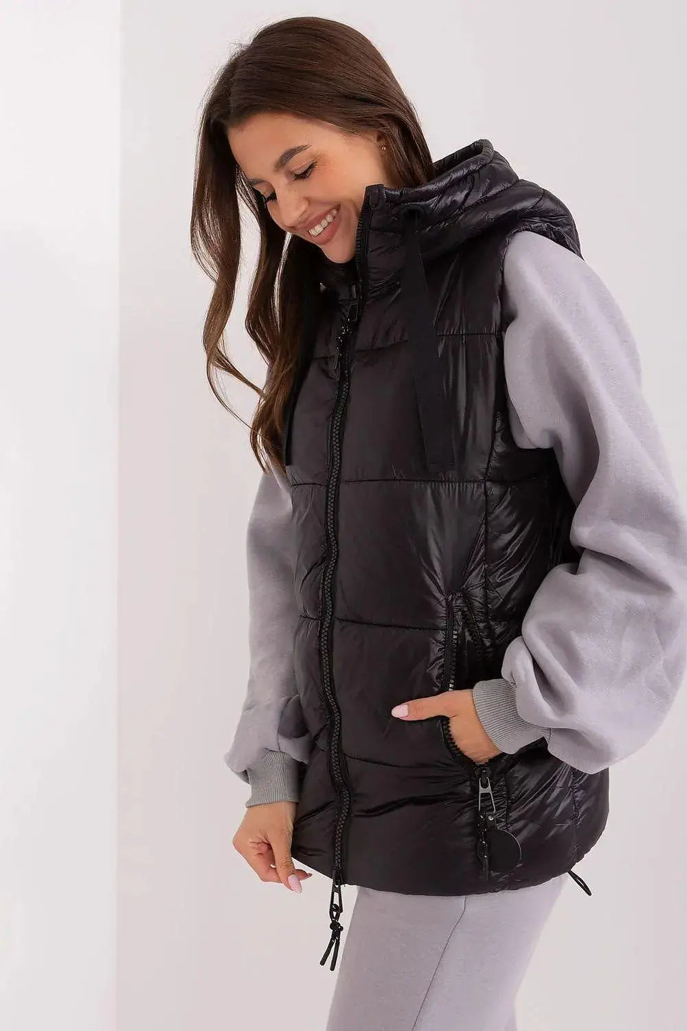 Sublevel Quilted, insulated zippered vest with hood  Adomoo