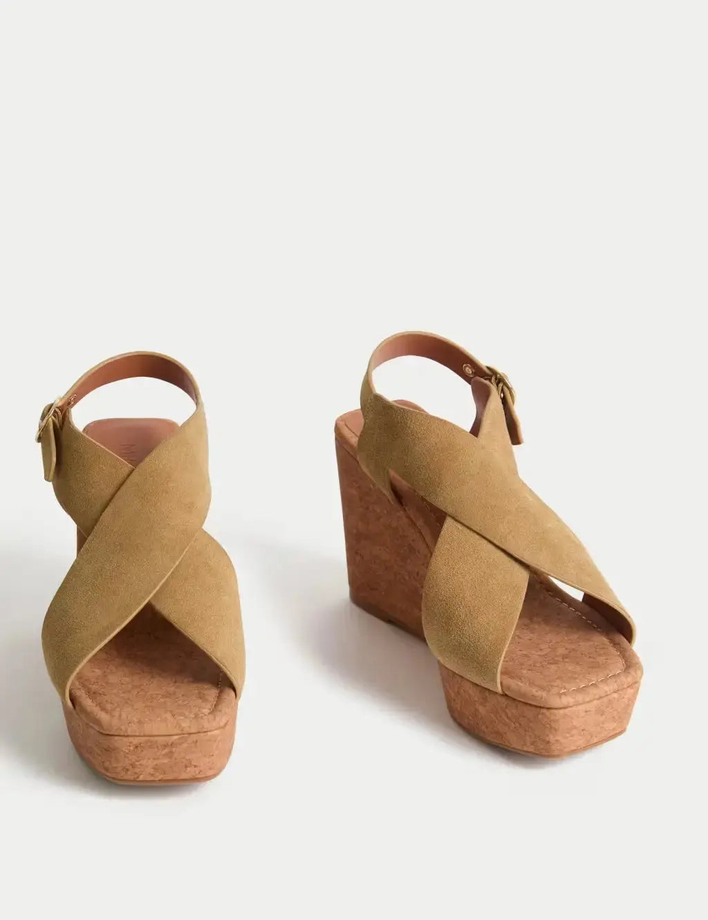 Suede Crossover Wedge Sandals  Adomoo