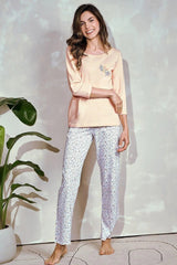 Taro 3/4-sleeve blouse and half-round neckline Women's pajamas  Adomoo