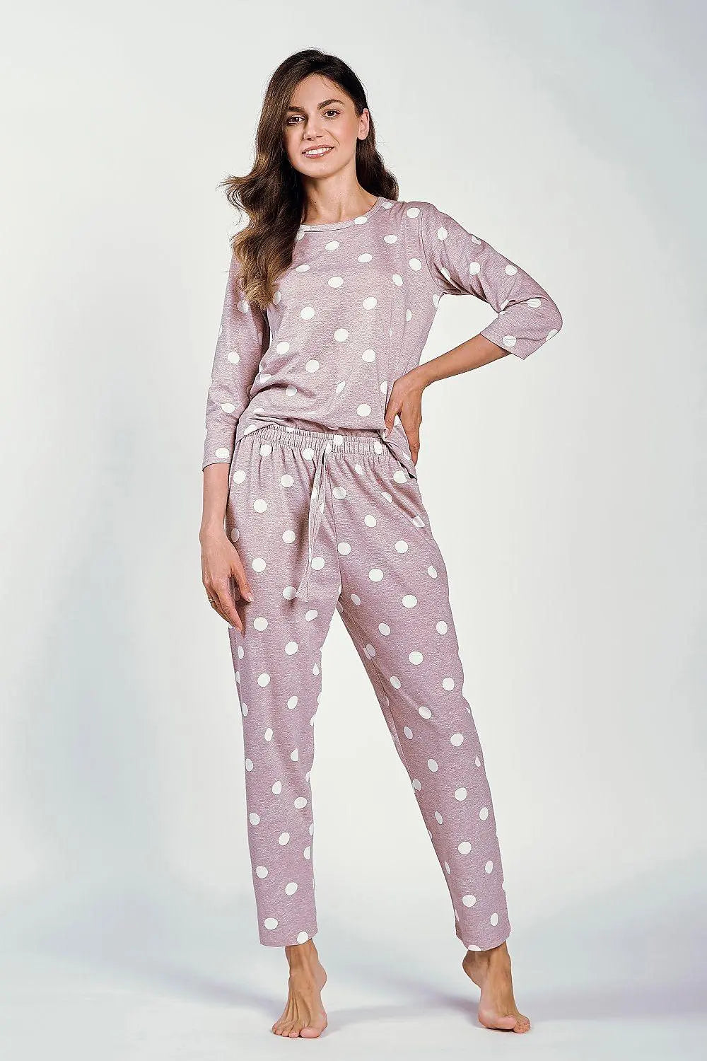 Taro 3/4 sleeves and half-circle neckline Women's pajamas  Adomoo