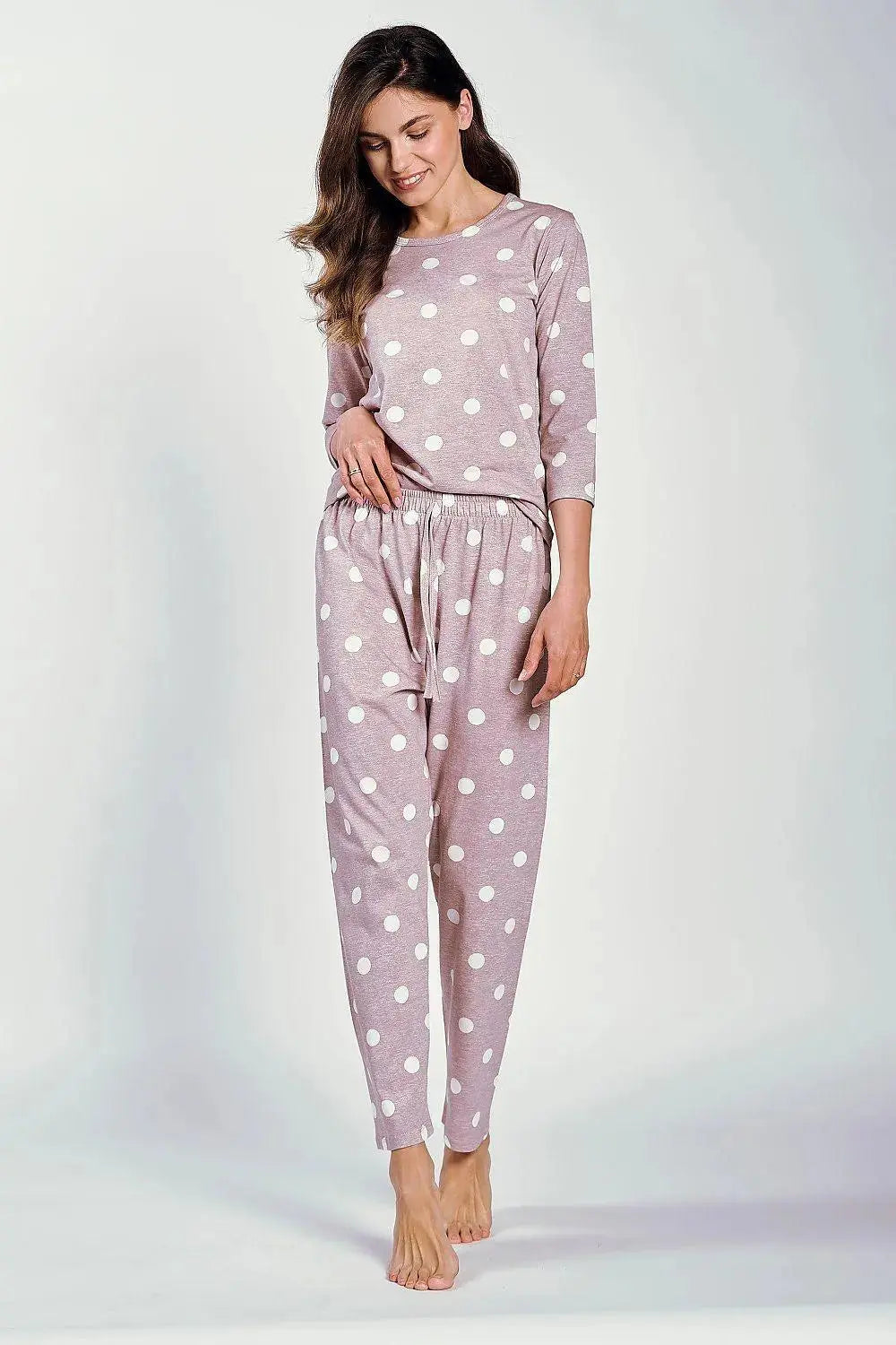 Taro 3/4 sleeves and half-circle neckline Women's pajamas  Adomoo