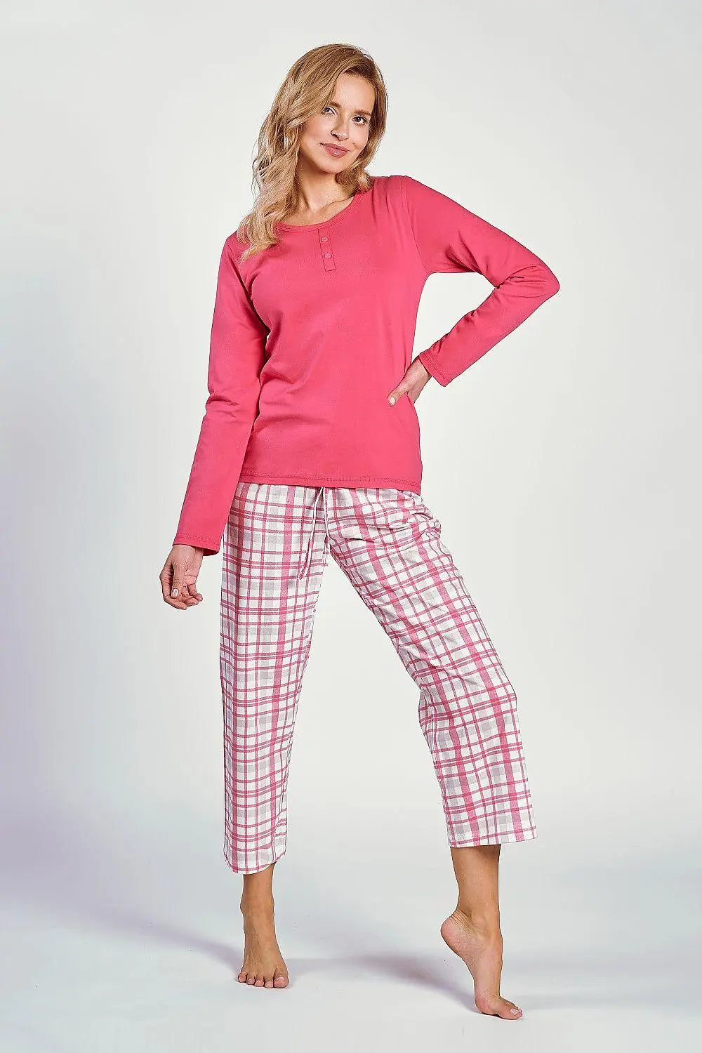 Taro 7/8-length pants and long-sleeved blouse Women's pajamas  Adomoo