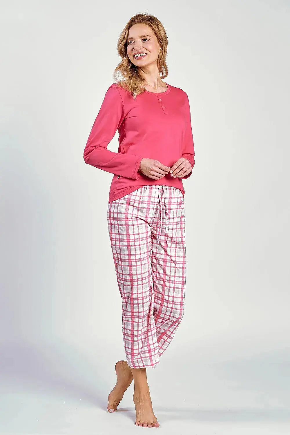 Taro 7/8-length pants and long-sleeved blouse Women's pajamas  Adomoo