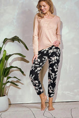 Taro long-sleeved blouse and long pants Women's pajamas  Adomoo