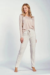 Taro long-sleeved blouse and pants Women's pajamas  Adomoo