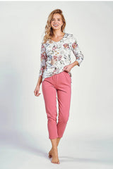 Taro sleeve blouse and 7/8-length pants womens pyjama  Adomoo