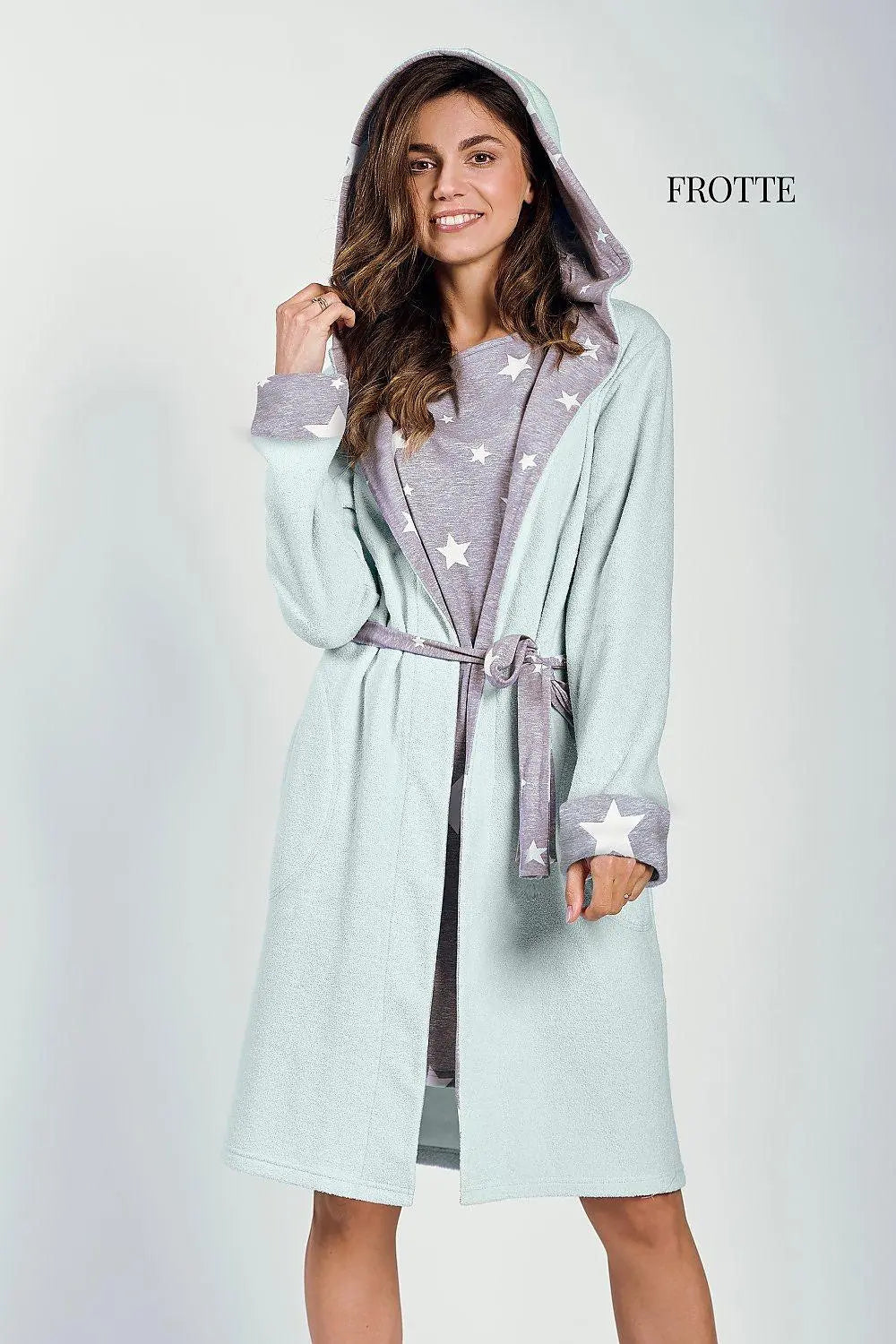 Taro soft terry knit fabric womens bathrobe  Adomoo