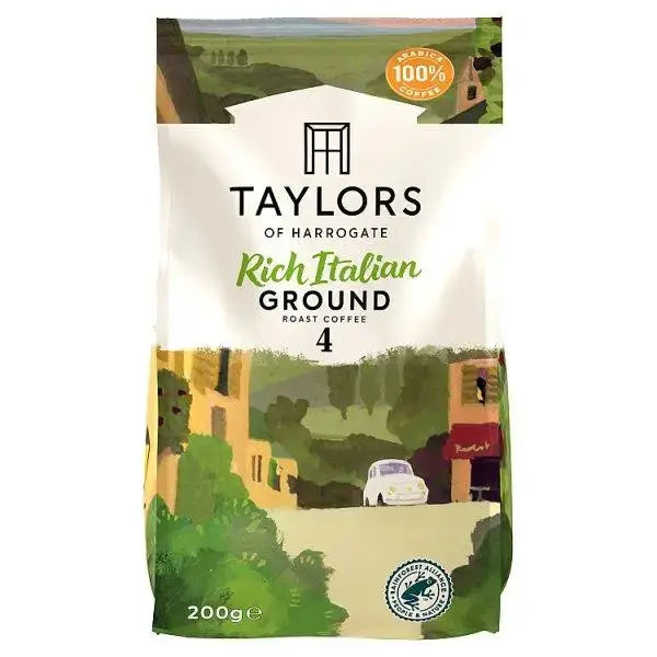 Taylors of Harrogate Rich Italian Ground Roast Coffee 200g (Case of 6)  Adomoo