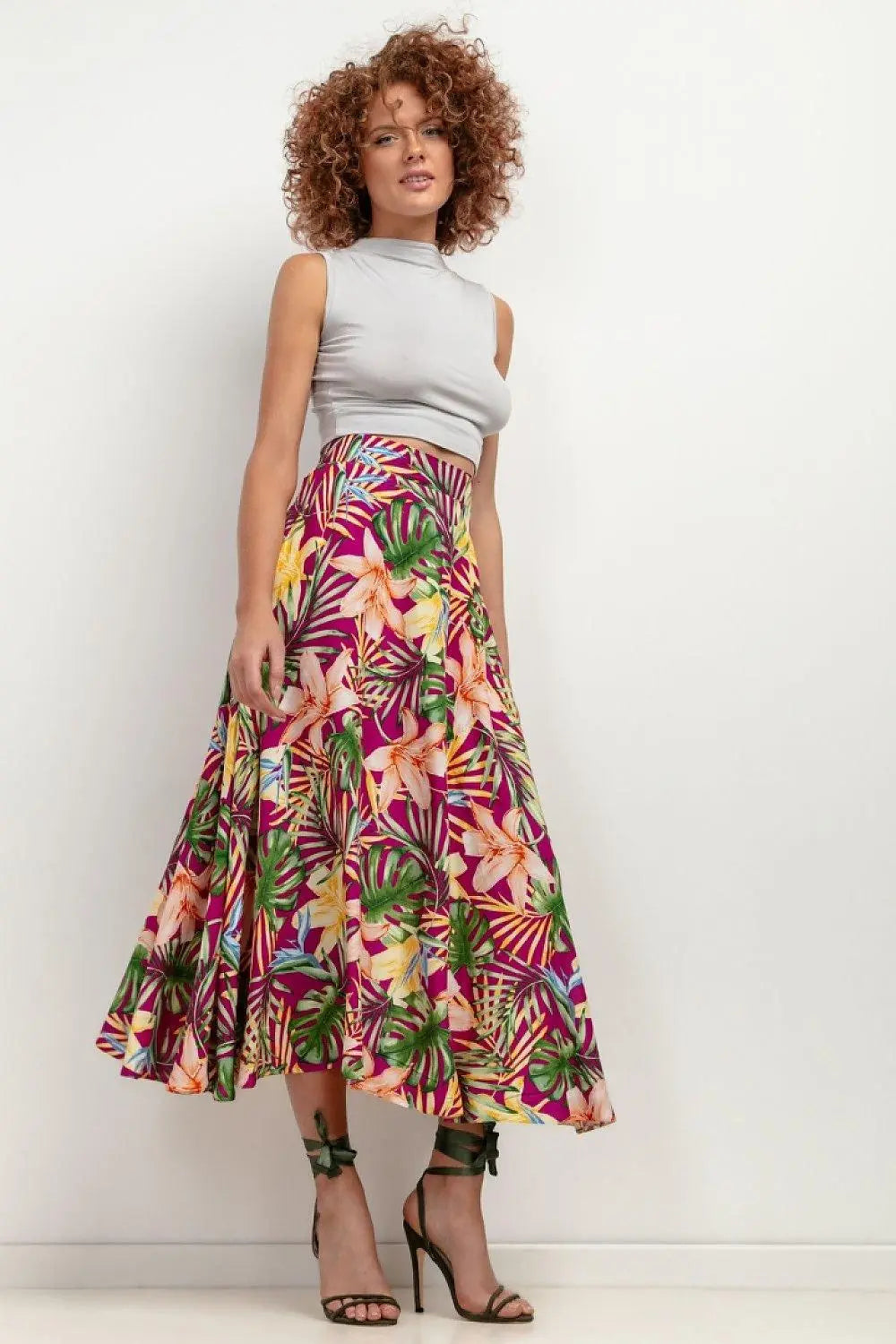 Tessita patterned viscose skirt  Adomoo