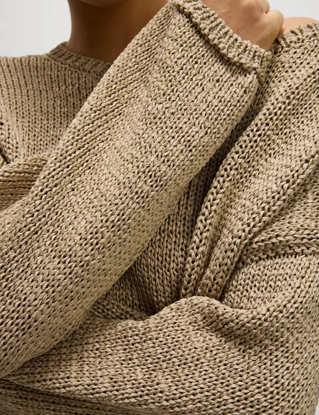 Textured Crew Neck Jumper  Adomoo