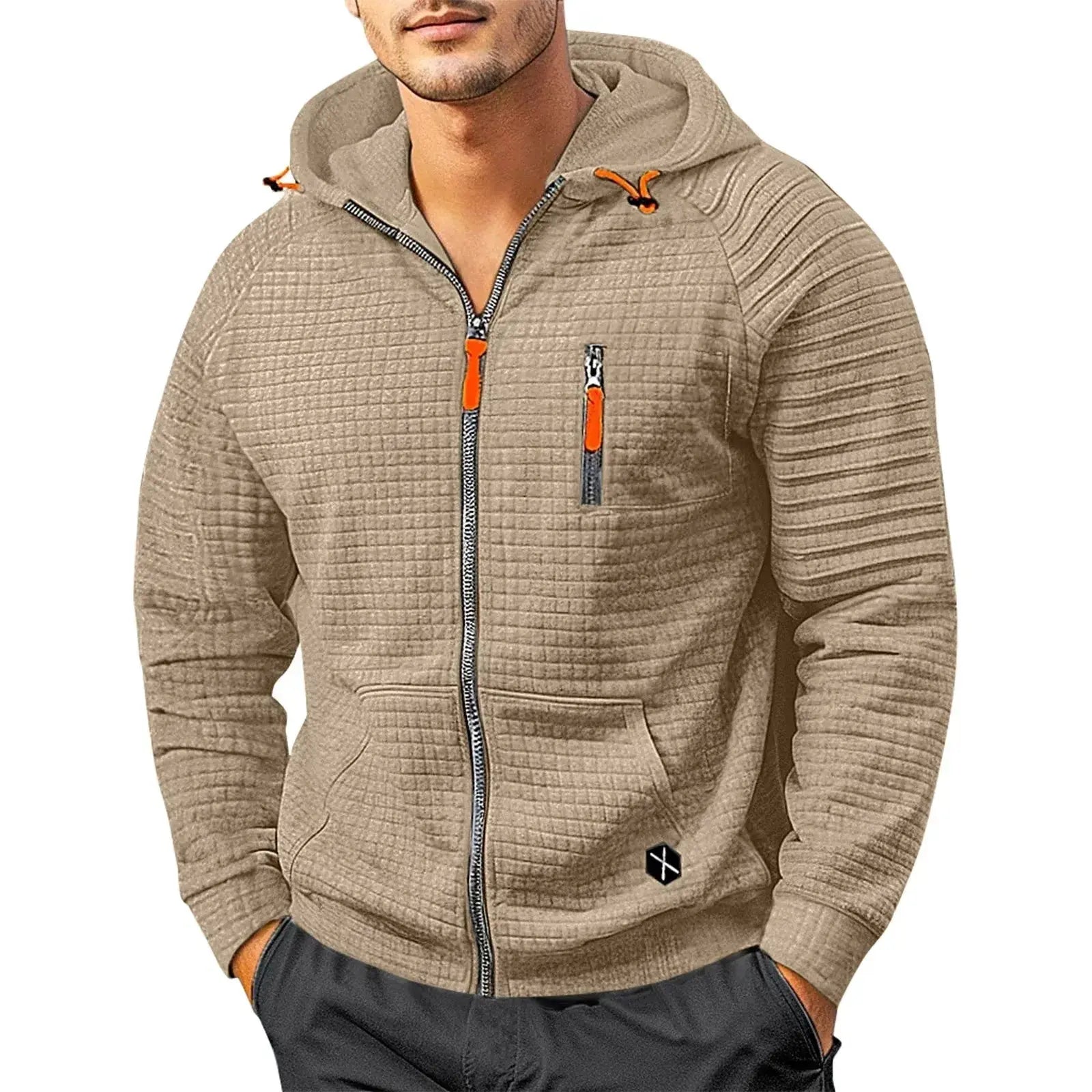 Men's Zip-up Hooded Sweatshirt - Winter Hooded Coat Pullover.  Adomoo