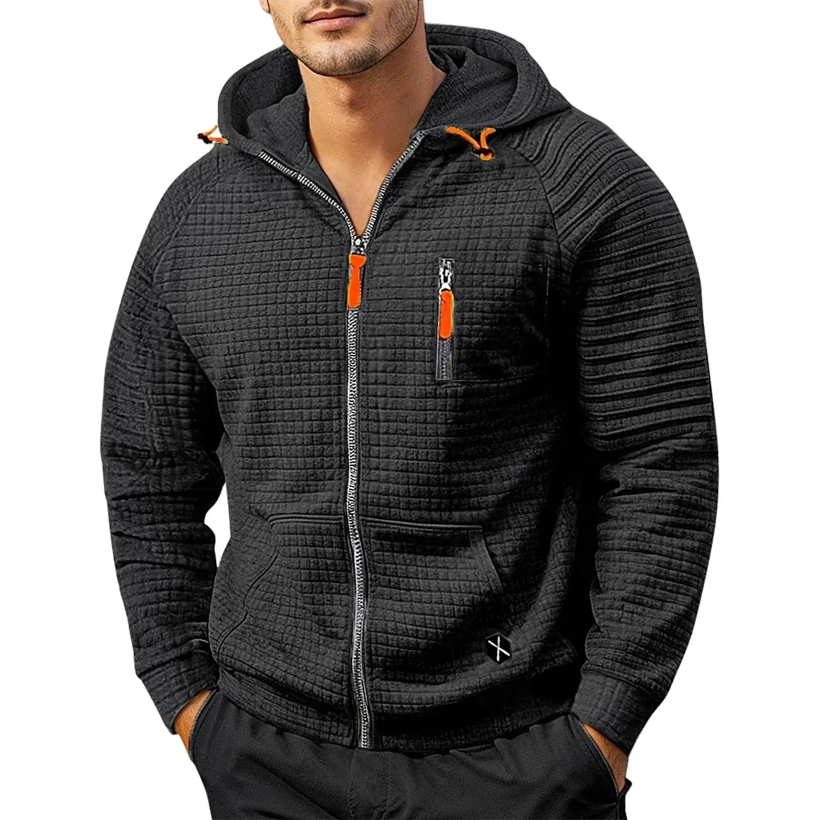 Men's Zip-up Hooded Sweatshirt - Winter Hooded Coat Pullover.  Adomoo