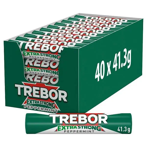 Trebor Extra Strong Peppermint Mints Roll 41.3g (Case of 40)  Adomoo