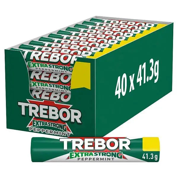 Trebor Extra Strong Peppermint Mints Roll 69p PMP 41.3g (Case of 40)  Adomoo