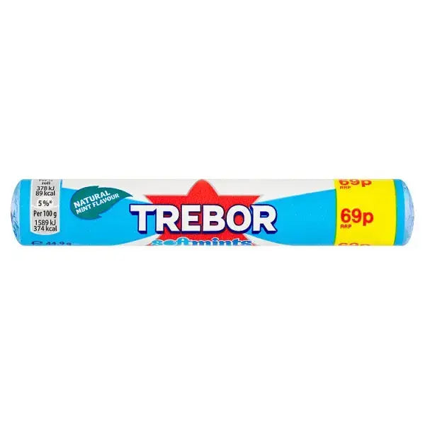 Trebor Softmints Spearmint Mints Roll 69p PMP 44.9g (Case of 40)  Adomoo