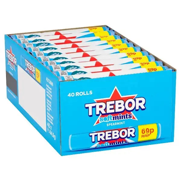 Trebor Softmints Spearmint Mints Roll 69p PMP 44.9g (Case of 40)  Adomoo