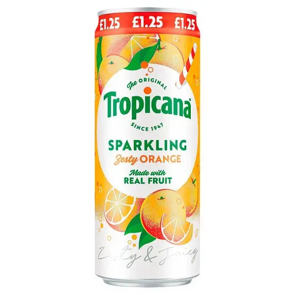 Tropicana Sparkling Zesty Orange Juice Drink 250ml (Case of 12)  Adomoo