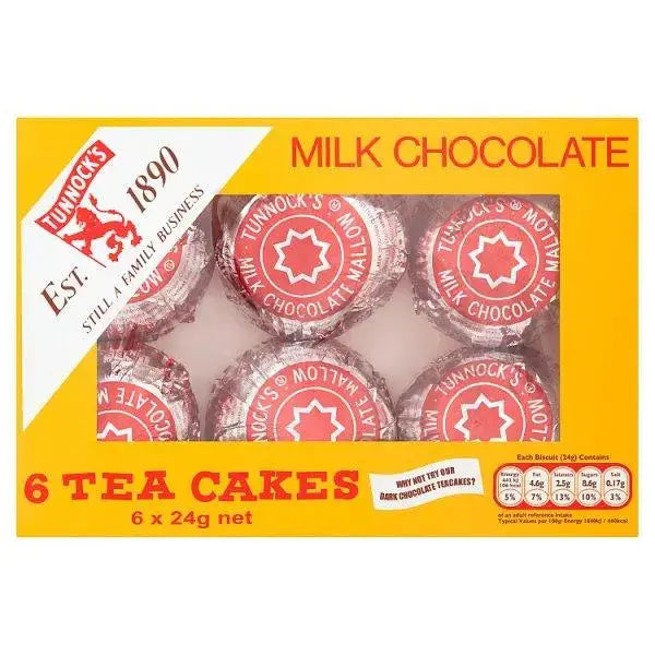 Tunnock's Milk Chocolate Tea Cakes 6 x 24g (Case of 12)  Adomoo