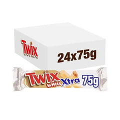 Twix Xtra White Chocolate Biscuit Twin Bars 75g (Case of 24)  Adomoo