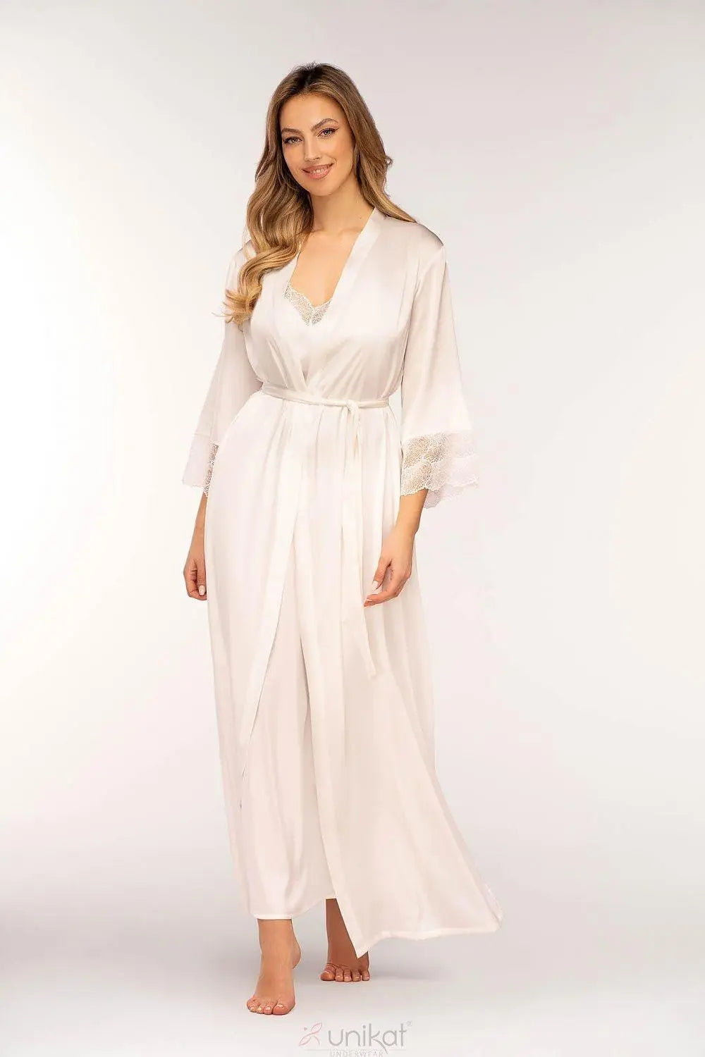 Unikat soft, lustrous satin long bathrobe  Adomoo