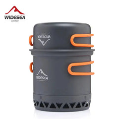Widesea Camping 1.3L 2.3L Cookware Outdoor Cooking Set Heat Cooker Travel Tableware Pot Kettle Tourist Kitchen Utensil Equipment  Adomoo