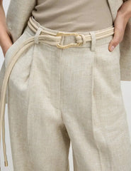 Womens Linen Blend Wide Leg Trousers  Adomoo