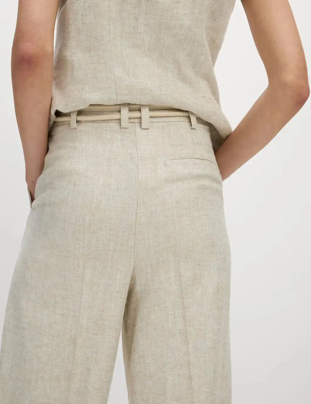 Womens Linen Blend Wide Leg Trousers  Adomoo